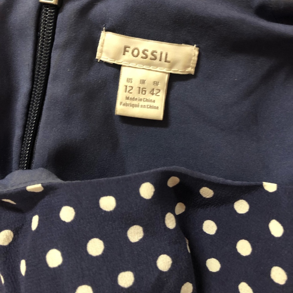 Fossil Navy Polka-dot Silk Dress - Picture 2 of 3